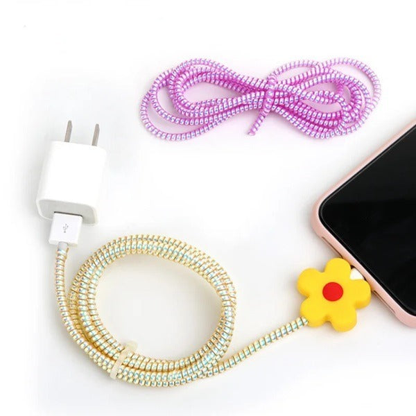 Metallic Spiral Cable Cord Protector (Random Colour)