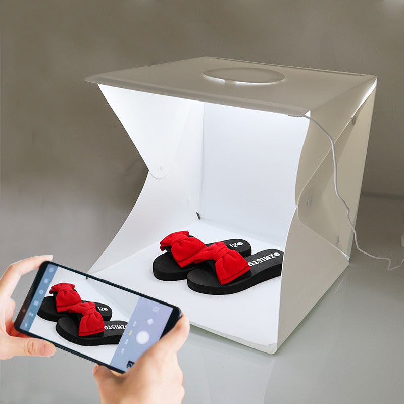 Compact 20cm White Mini Photo Studio Box with 20 LED Lights+ 2 Backdrops