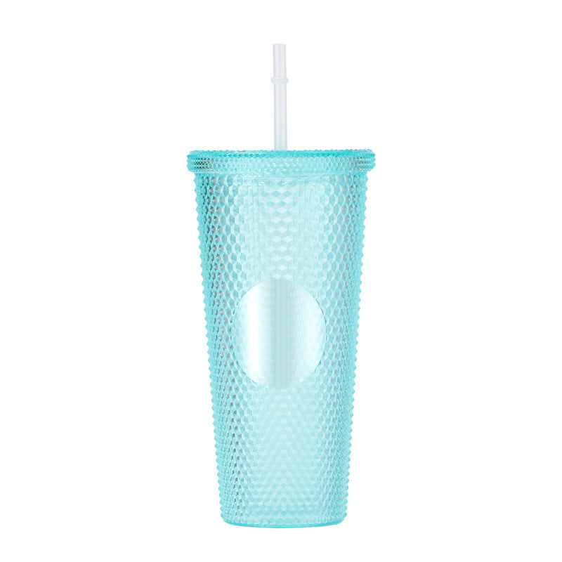 700 ml Diamond Transparent Plastic Water Cup with Straw Large Capacity Car Cup (Random Colors)