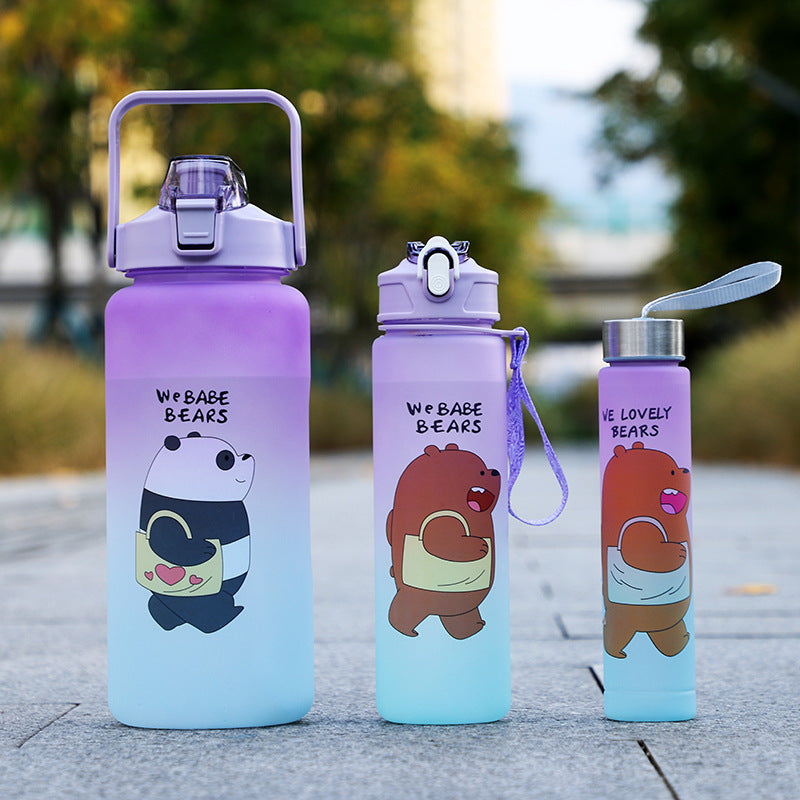 2L+850ML+300ML - 3 Pcs Bear Printed Water Bottle Set