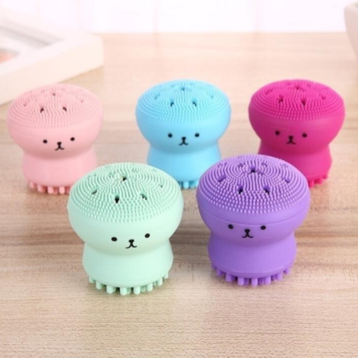 Octopus Face Wash Silicone Brush Scrubber - Random Colour Facial Cleansing Tool - Pack of 1