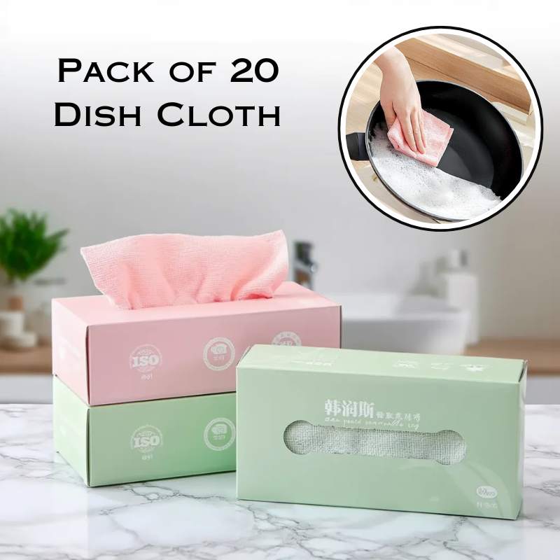 Super Absorbent Microfiber Dish Cloth – Soft & Quick-Dry Kitchen Cleaning Cloths (Random color-Pack of 20 PCs)