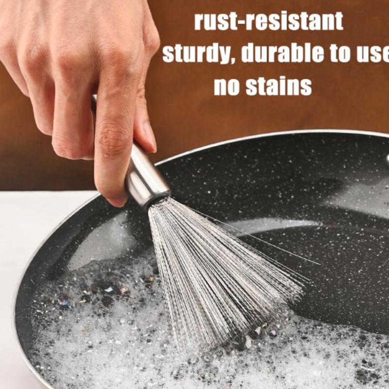 Cookware Scrubber Brush – Long Handle Dishwashing Brush for Stainless Steel Pots, Pans, Ovens & Grills