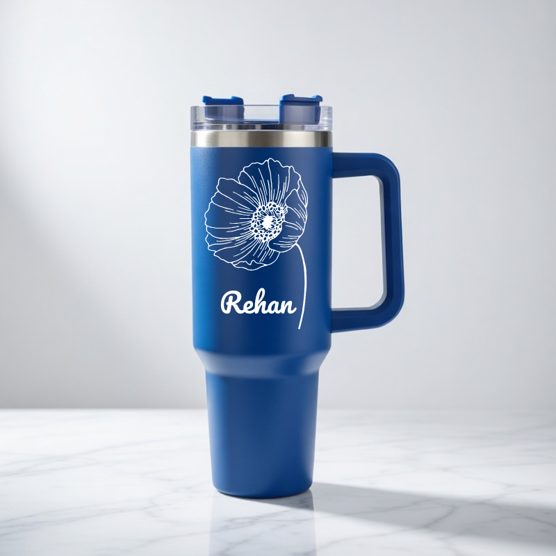 Personalized 1800ml Stainless Steel Insulated Tumbler – Customized with Name & Floral Design
