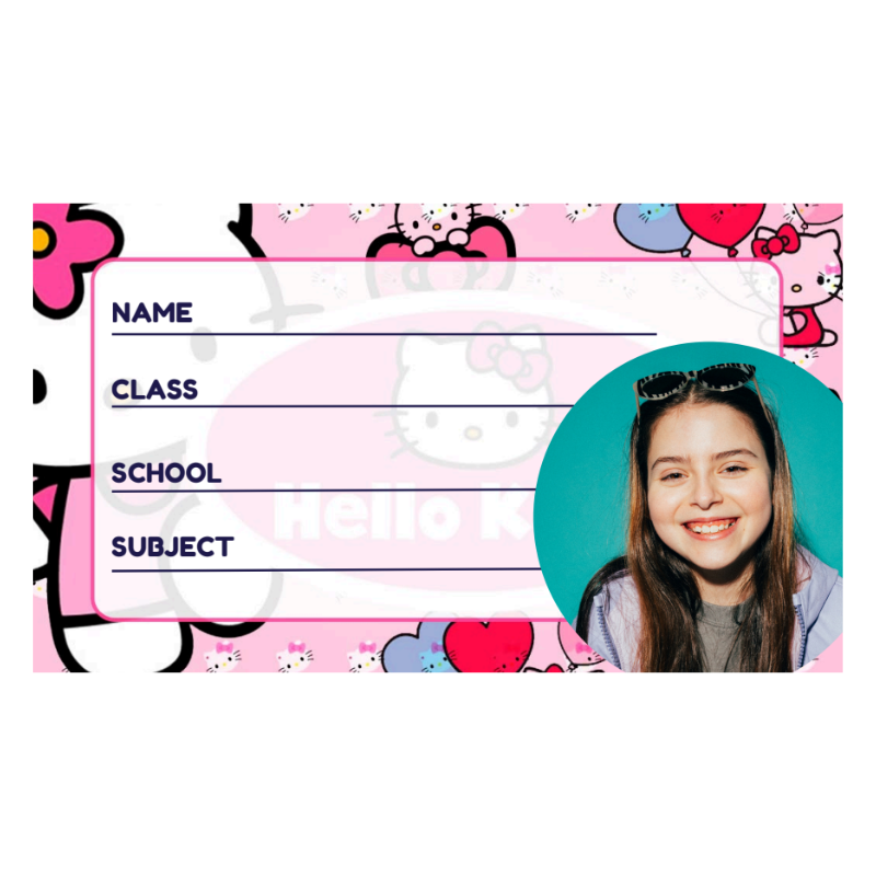 Personalized Hello Kitty School Name Labels – Custom Photo/Logo Book Stickers for Kids | 24 Cute School Labels