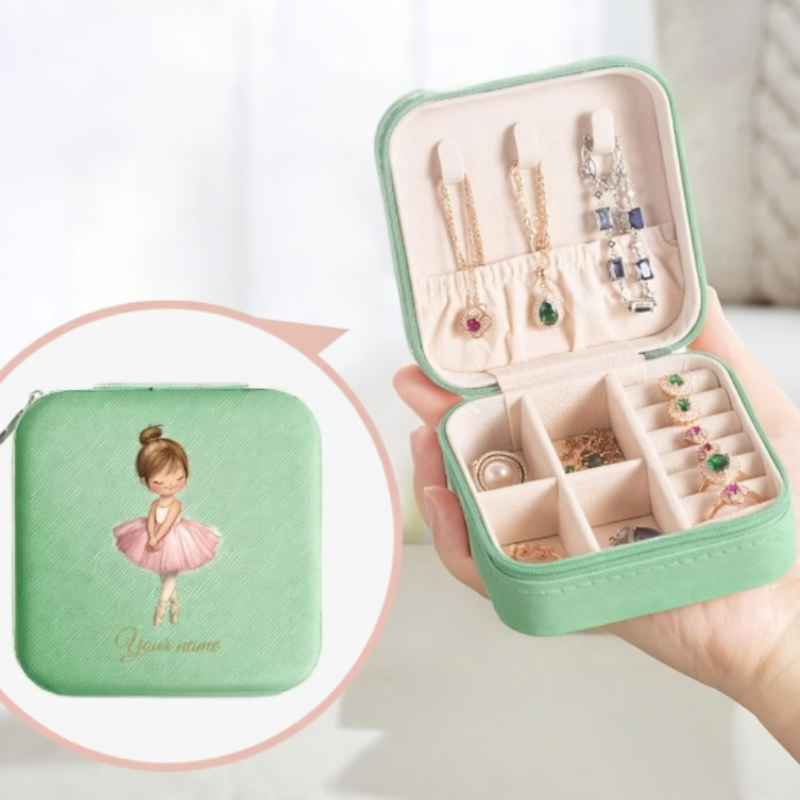 Personalized Ballet Dancer Travel Jewelry Box – Custom Name Jewelry Organizer for Girls