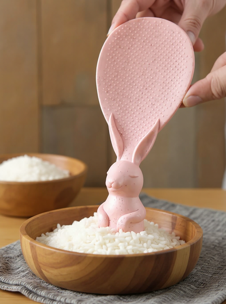 Plastic Rice Serving Scoop – Rabbit Handle Non-Stick Rice Shovel for Kitchen (Pack of 1)