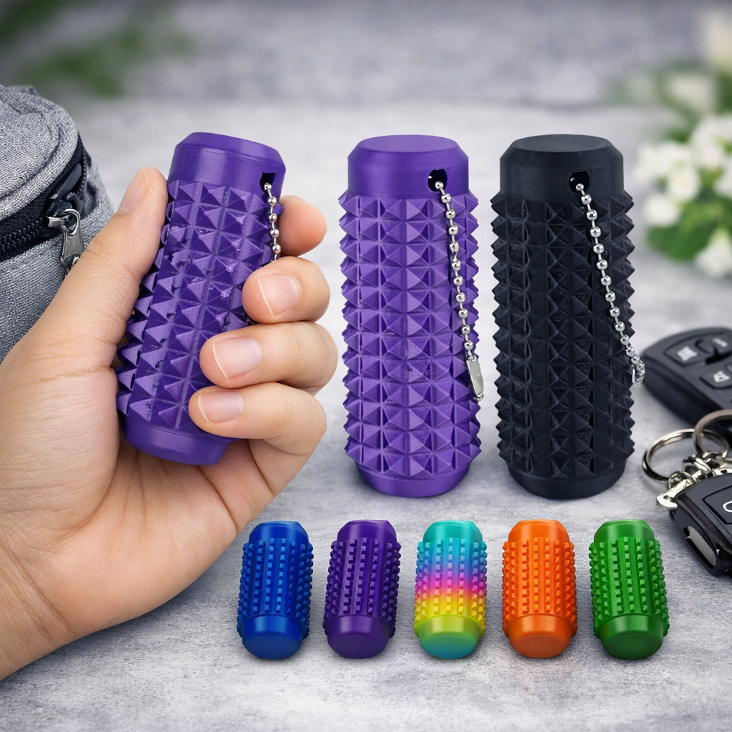 Spiky Grippie Stim Keychain – Portable Anxiety & Stress Relief Fidget Tool for Adults (3D Printed Mini Key Pendant)(Random color-Pack of 1)