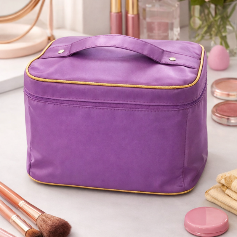 Portable Makeup & Toiletry Organizer Bag | Zipper Cosmetic Storage Pouch for Travel & Daily Use (Random Color-Pack of 1)