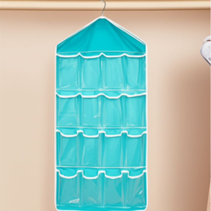 Premium 16 Pocket Hanging Wardrobe Organizer – Cupboard Storage for Socks, Lingerie & Clothes(Random color-Pack of 1)