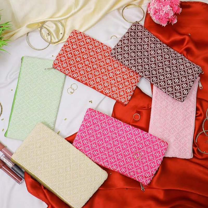 Printed Potli Bags for Women – Ethnic Pouch Purse for Return Gifts, Weddings & Festive Occasions (Random Print & color-Pack of 1)