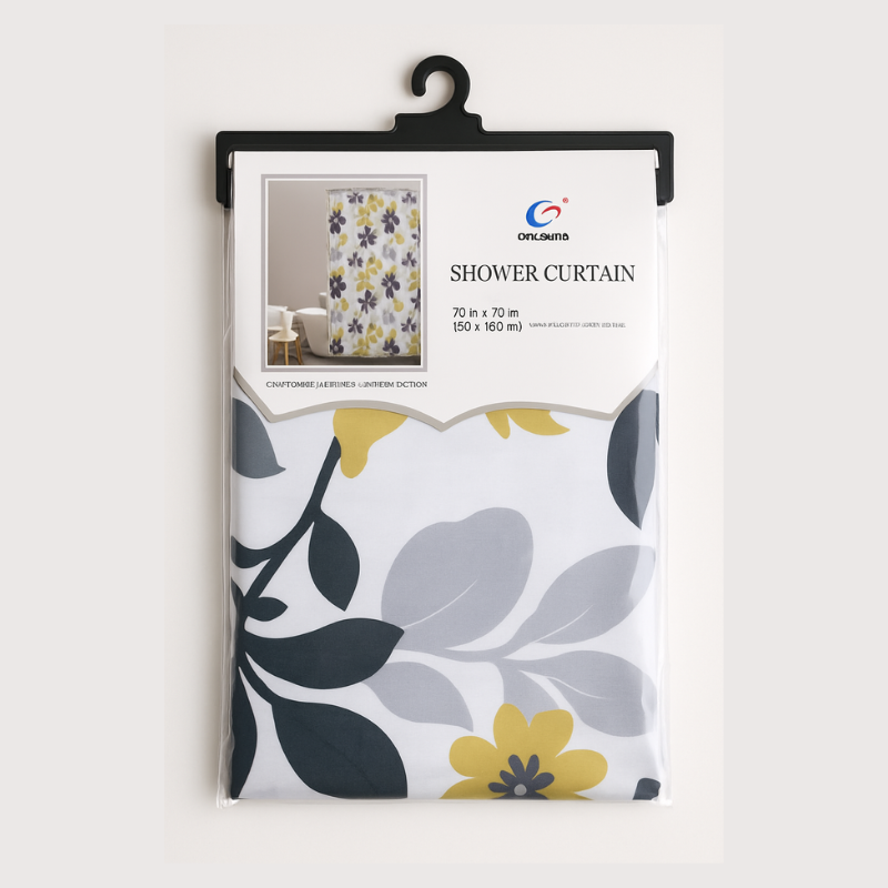 Printed Shower Curtain Random Designs/Plain – 180x180 cm (Random print)