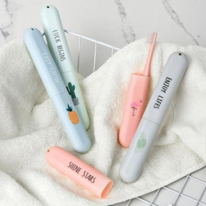 Printed Toothbrush Cover (Pack Of 3), Anti-Bacterial Plastic Toothbrush Cover Travel Case (Random Color & Design)