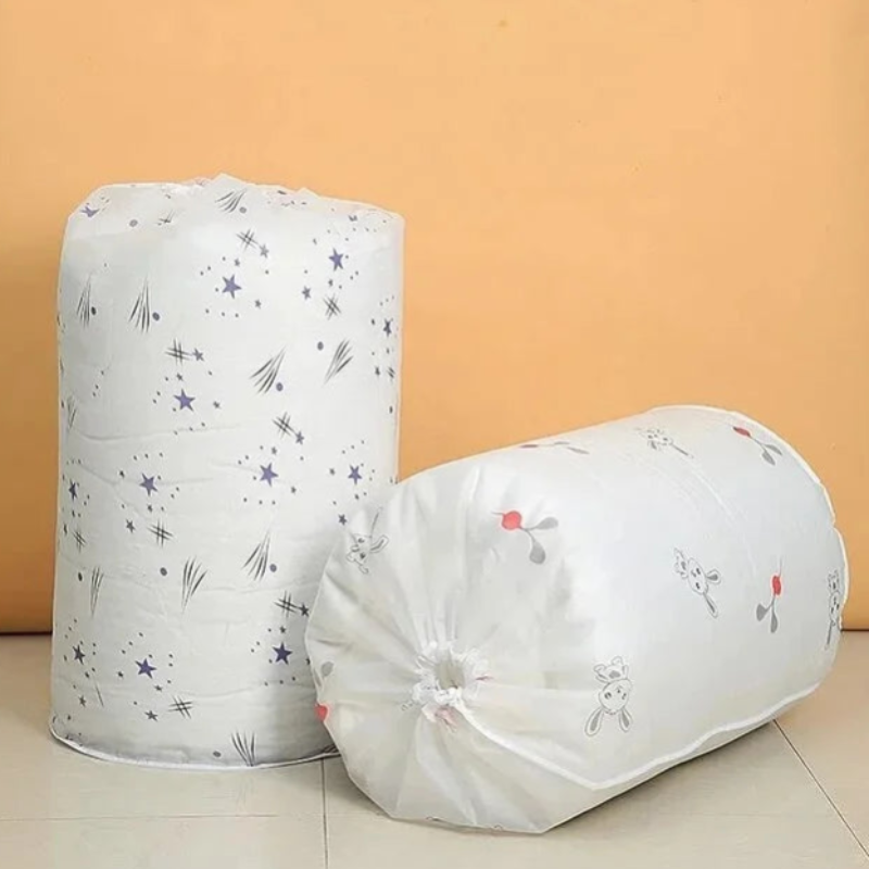 Multifunction Large Capacity Round Quilt Storage Bag – Waterproof, Foldable Underbed Organizer with Drawstring Closure for Clothes, Blankets & Bedding(Random Print-Pack of 1)