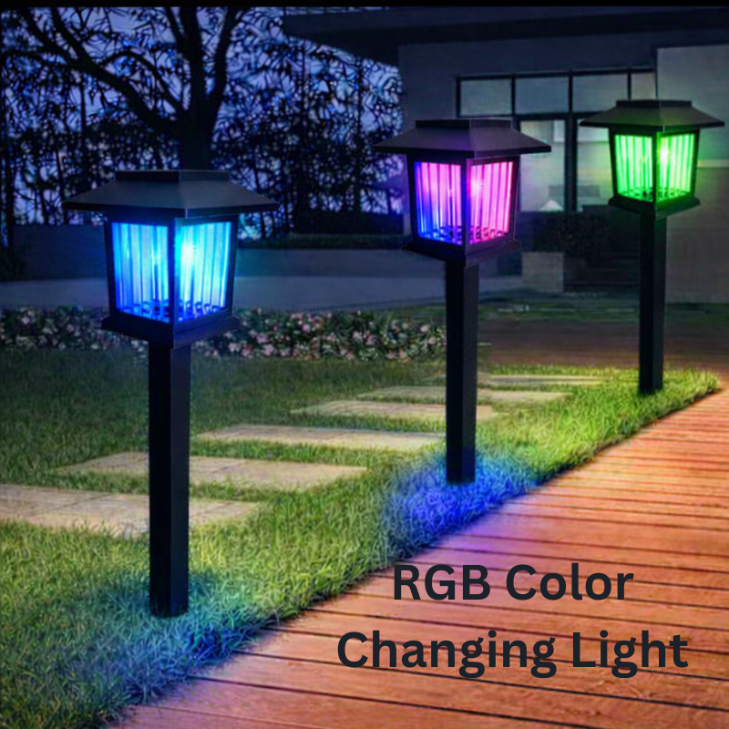 2 Pcs Square RGB Solar Pathway Lights – Color Changing Outdoor Garden & Walkway Lights