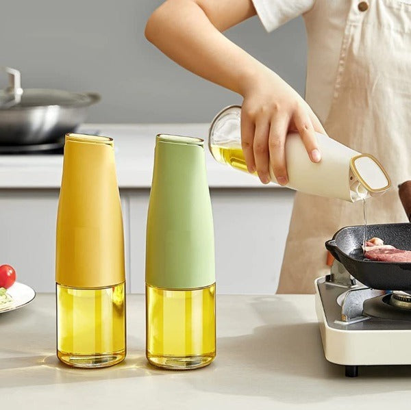 500ml Automatic Oil Dispenser Bottle – One-Hand Open & Close Leakproof Glass Oil Pourer for Kitchen Cooking (Pack of 1)