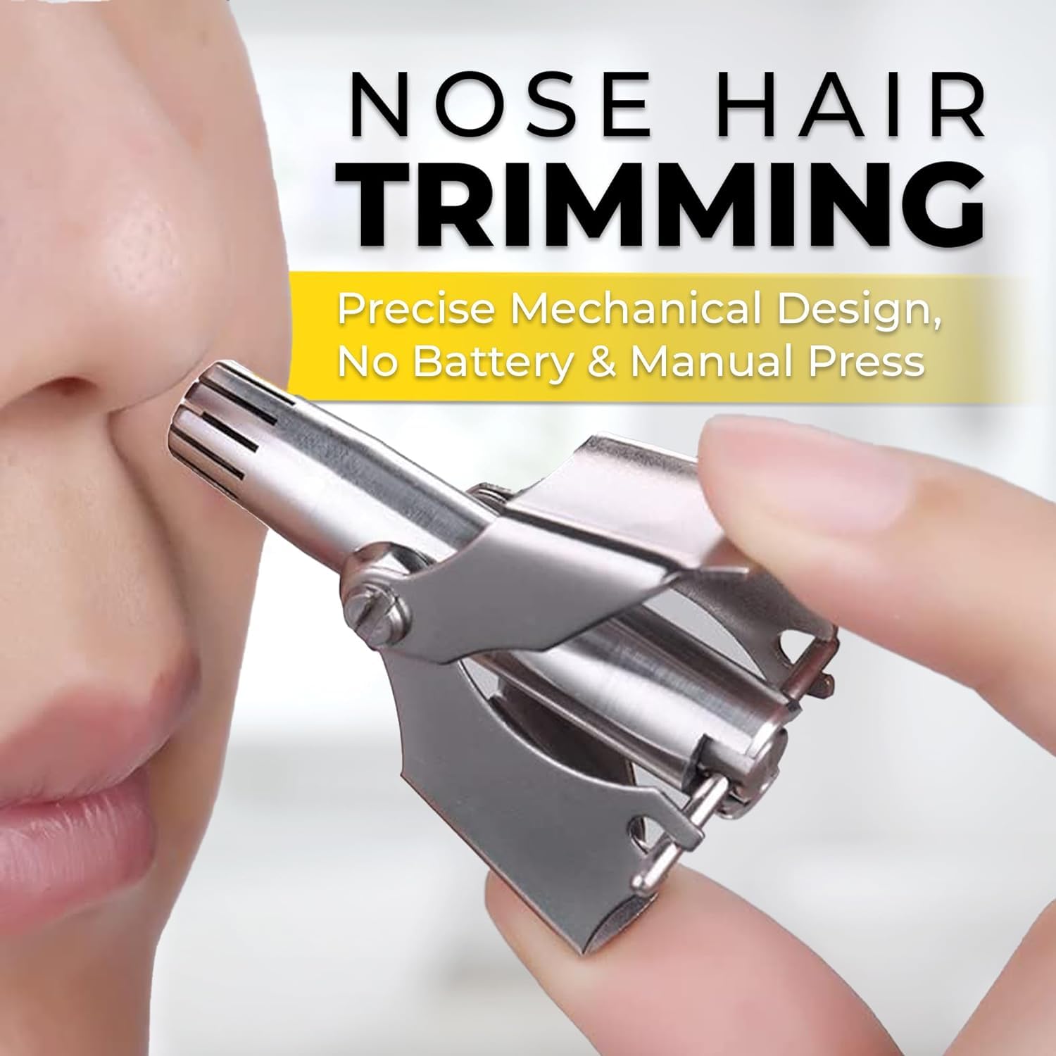 Manual Nose & Ear Hair Clipper Trimmer for Men & Women - Stainless Steel Painless Nose Hair Trimmer with Storage Case and Cleaning Brush