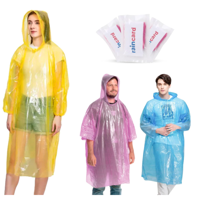 Raincard Emergency Raincoat | Compact Pocket-Size Disposable Raincoat for Travel, Outdoor & Emergency Use (Random Color - Pack of 1)