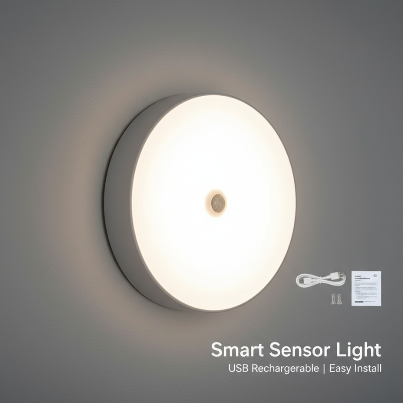 Rechargeable Motion Sensor LED Night Light with Magnetic Base – Portable, Auto-On & Energy Saving