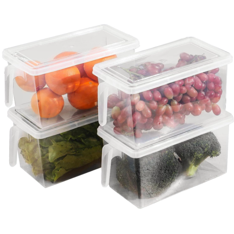 Refrigerator Storage Container with Lid – Transparent Plastic Stackable Fridge Organizer Box (Pack of 1)