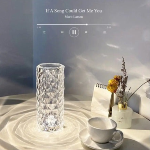 Rose Diamond Crystal Table Lamp – 16 Color Changing USB Rechargeable Touch Lamp for Bedroom, Living Room & Party Décor [Without Remote]