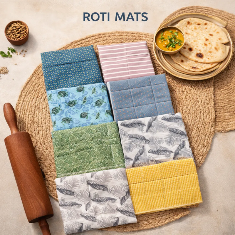 Roti Mat – Non-Stick, Washable Chapati Rolling Mat for Kitchen Use (Random Print-Pack of 1)
