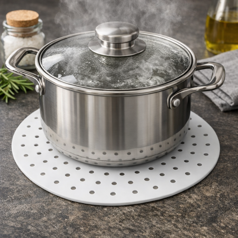 Round Heat Resistant Hot Mat – Non-Slip Kitchen Trivet for Hot Pots & Pans | Durable Table Protection Mat (Pack of 1)