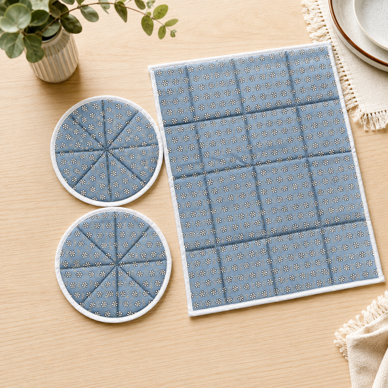 Round Shape Roti Cover with Mat –Chapati Cover for Keeping Roti Warm & Fresh, Washable Roti Mat Set (2 Pc Roti Cover + 1 Pc Mat)(Random Print)