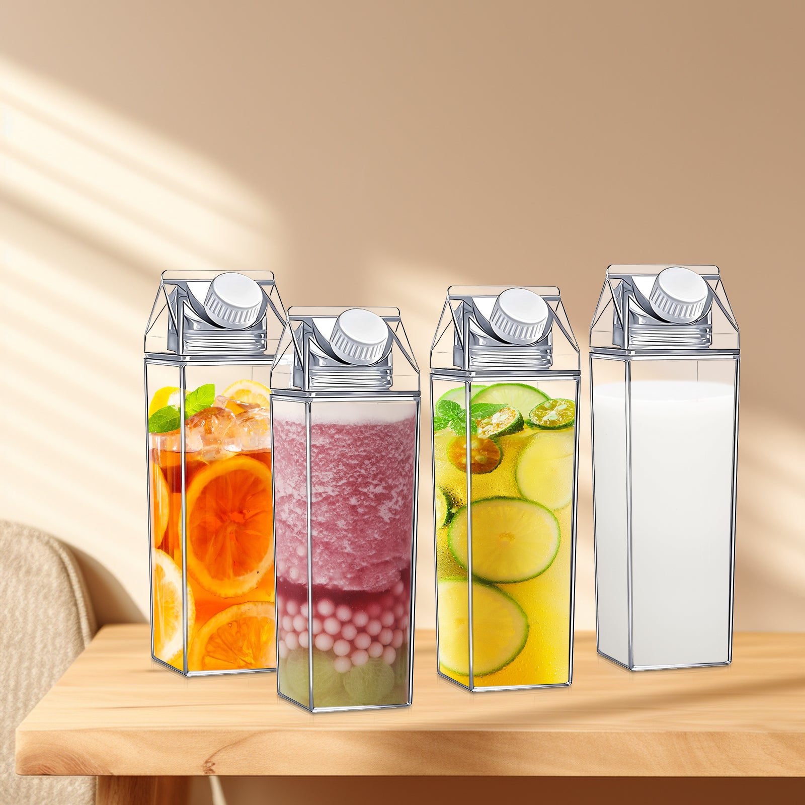 Transparent Milk Carton Water Bottle 500ml (1Pc)