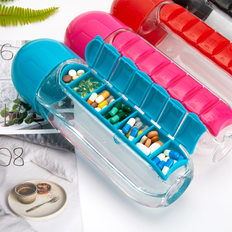 Pill & Vitamin Bottle – Portable Plastic Storage Container for Pills, Supplements & Vitamins (Random Color) (Pack of 1)