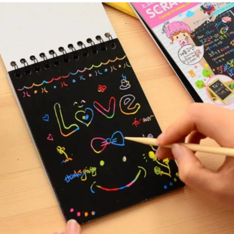 Drawing In Scratch Book Scratch Art Notebook for Kids | Magic Rainbow Scratch Drawing Book | D ...