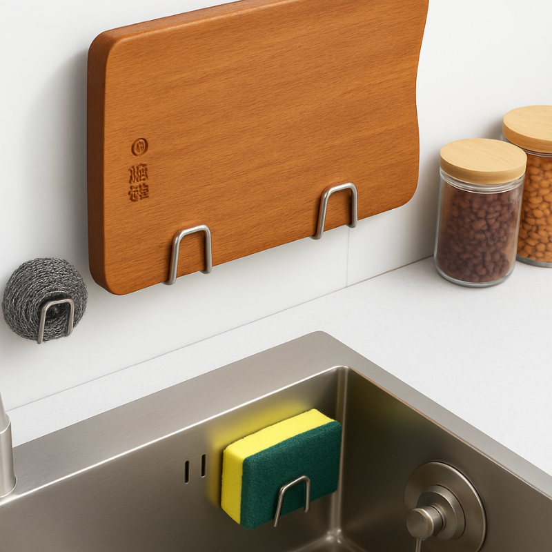 Self Adhesive Stainless Steel Kitchen Hooks –  Wall Mounted Multipurpose Hangers (Pack of 2)