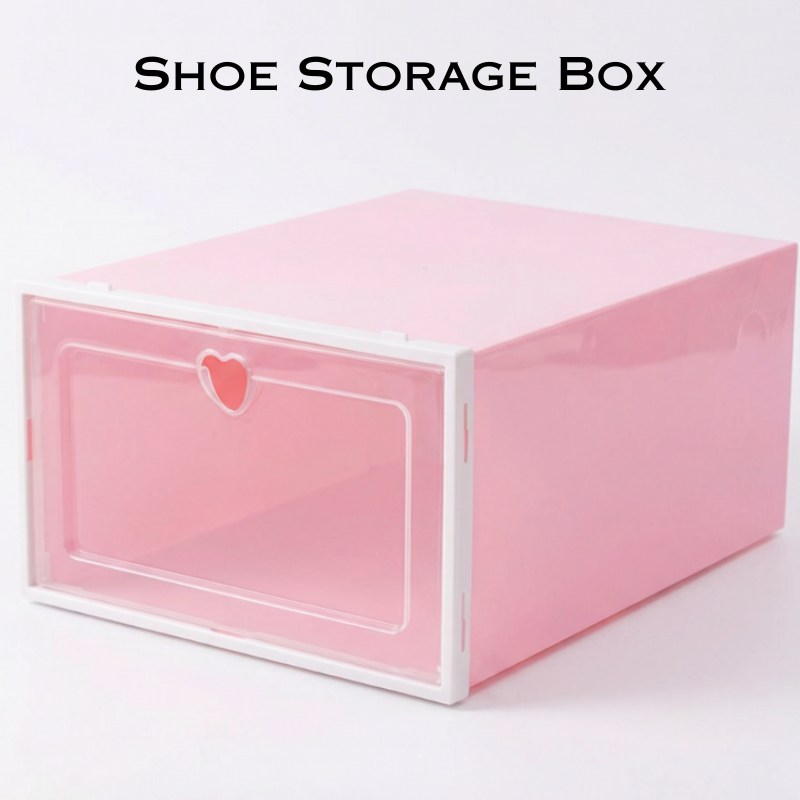 Shoe Storage Box – Stackable Plastic Shoe Organizer with Transparent Design (Random Color-Pack of 1)