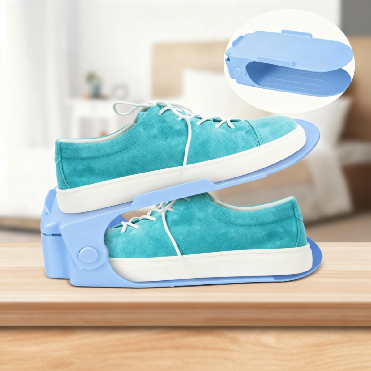 Shoe Slots Organizer – Space Saving Double Layer Adjustable Shoe Rack for Closet & Shelf (Random Color-Pack of 1)