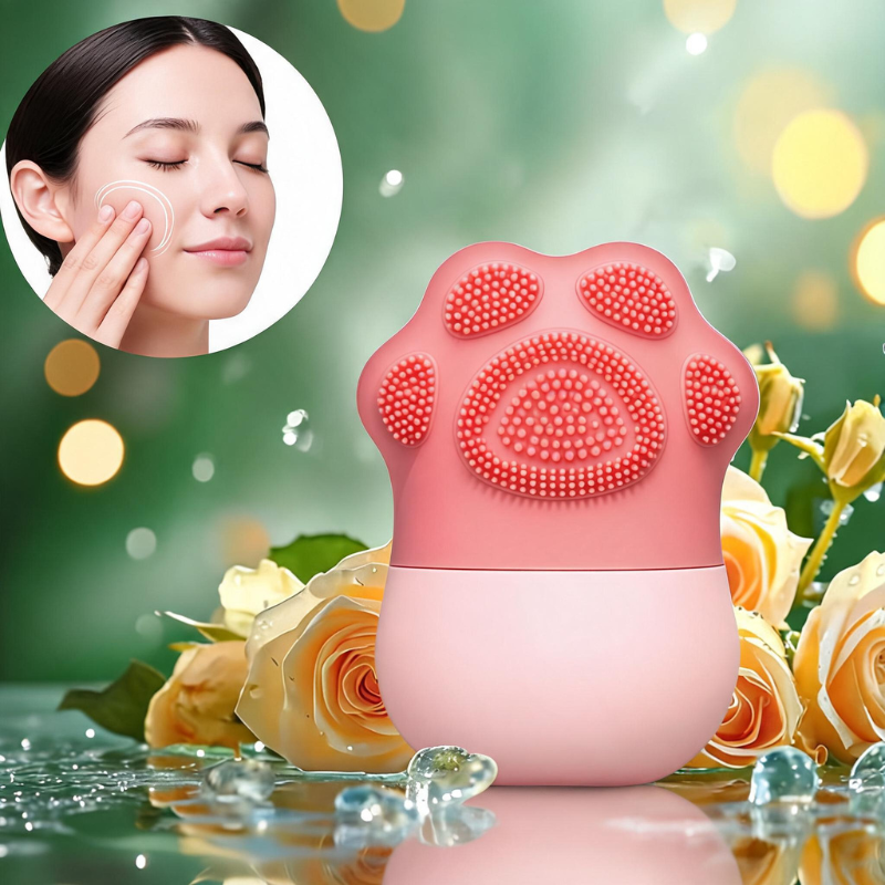 Silicone Facial Massage Ice Mold – Cooling SPA Face Massager with Paw Design, Reusable Skin Care Tool (Random Color-Pack of 1)