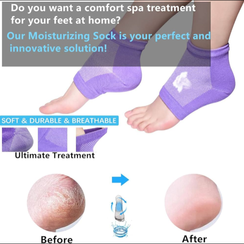 Heel Socks for Dry Cracked Heels – Silicone Heel Repair Pad & Ankle Support for Pain Relief, Swelling Reduction & Foot Care (Free Size- 1 Pair)