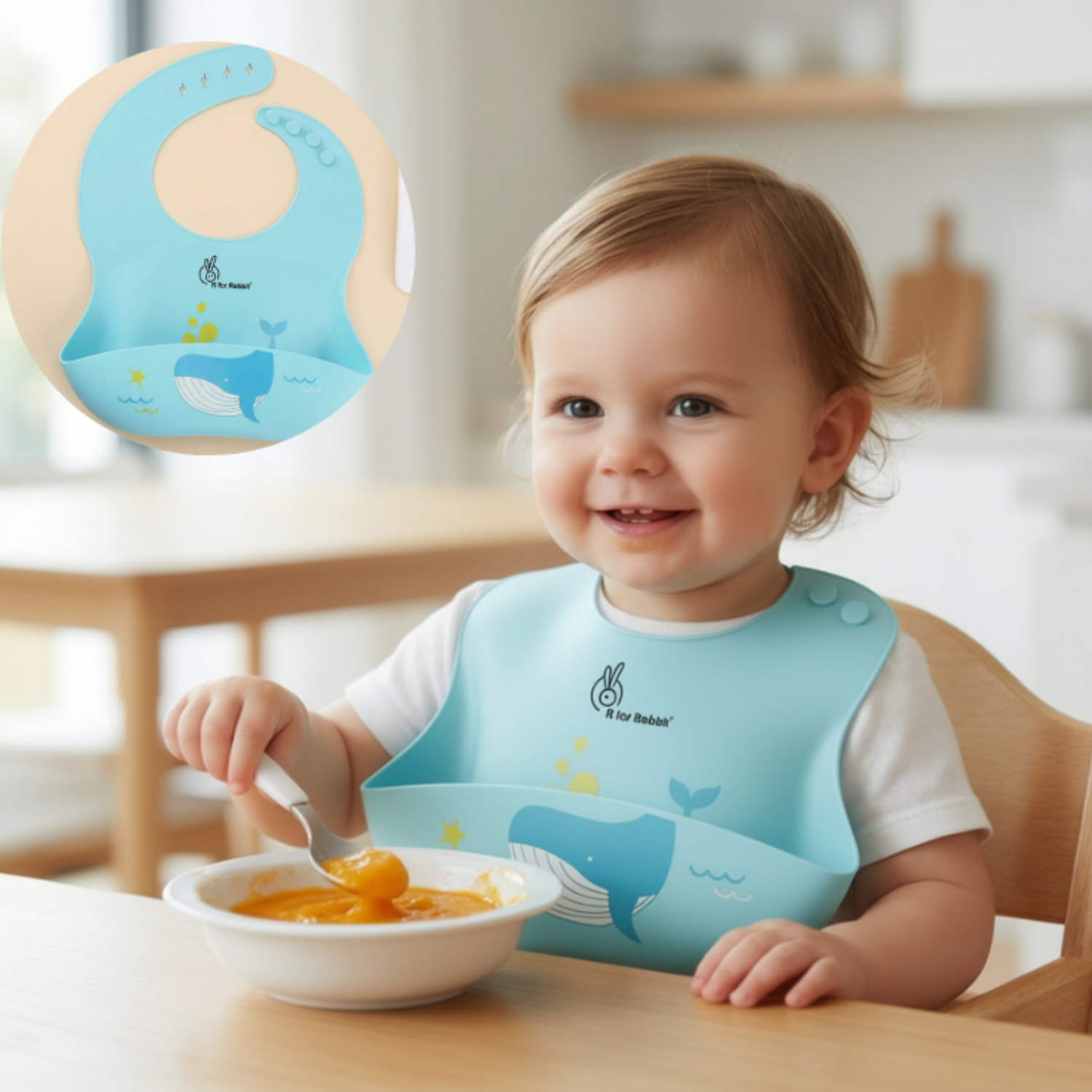 Silicone Baby Feeding Bib – BPA-Free, Waterproof & Adjustable Apron with Food Catcher Pocket (6–36 Months)