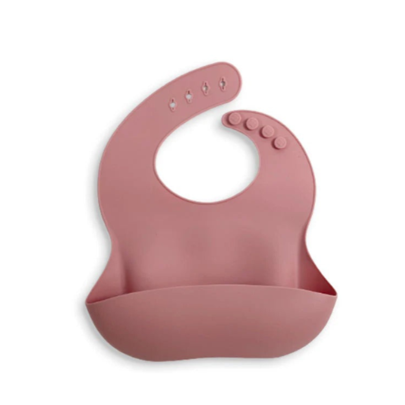 Silicone Bibs for Babies – Adjustable Waterproof Bib with Food Catcher Pocket (Random Color)