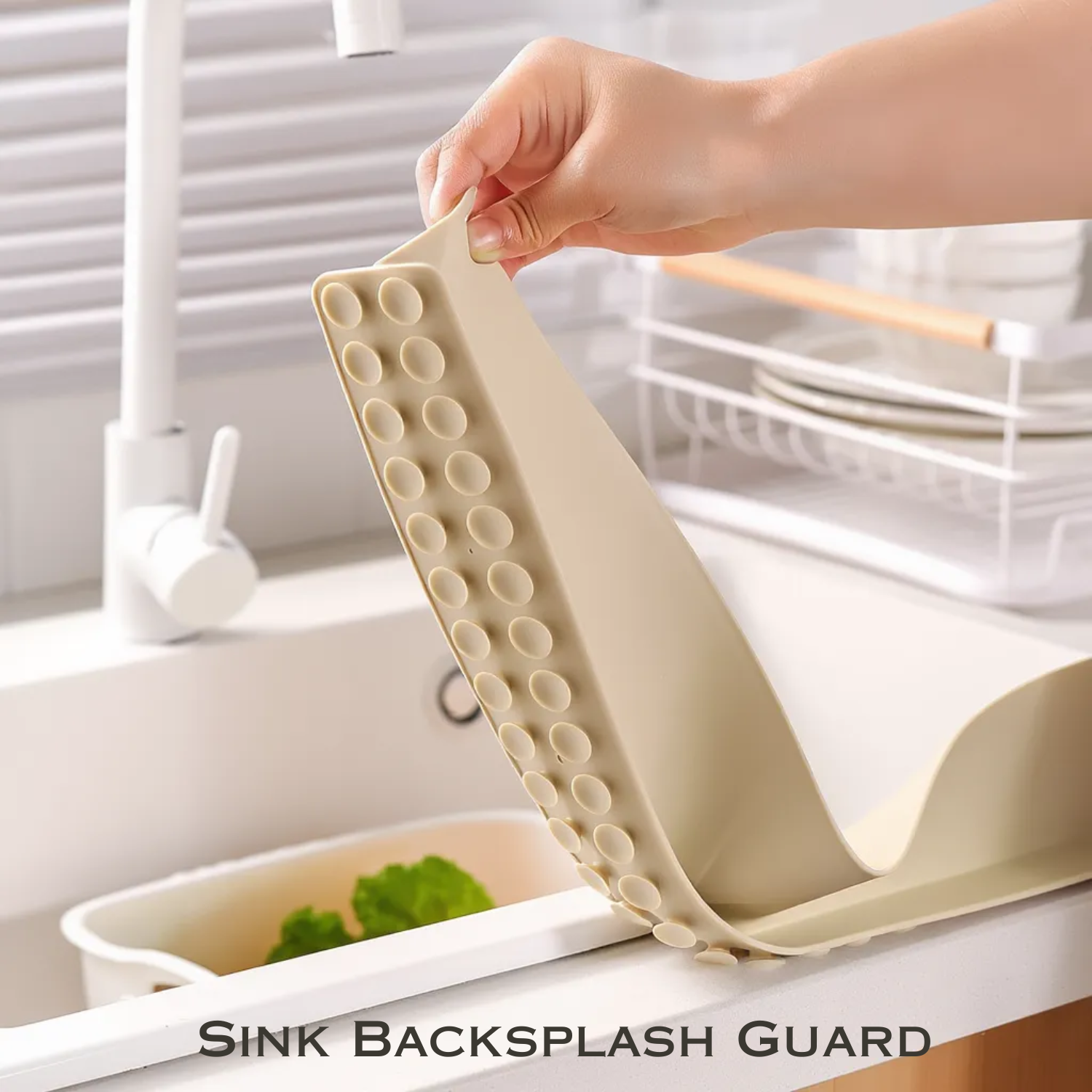 35 cm Kitchen Island Sink Backsplash Guard – Lightweight Silicone Water Baffle for Sink & Bathroom, Household Protective Splash Guard (Random color - Pack of 2)