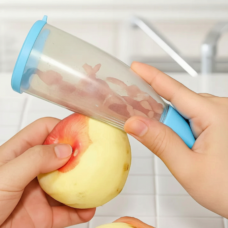 Smart Vegetable Peeler with Container – Stainless Steel Blade Fruit Peeler with Built-In ABS Storage Box for Easy Peeling & Kitchen Prep(Random color-Pack of 1)