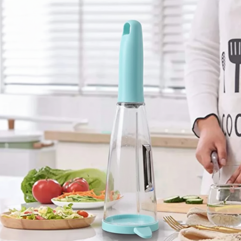 Smart Vegetable Peeler with Container – Stainless Steel Blade Fruit Peeler with Built-In ABS Storage Box for Easy Peeling & Kitchen Prep(Random color-Pack of 1)