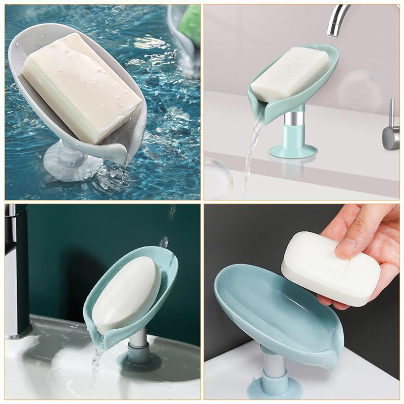 Suction Drain Soap Tray, Soap Holder Stand Soap Dish Holder Soap Box for Shower with Suction Cup for Bathroom, Kitchen, Bathtub, Wash basins