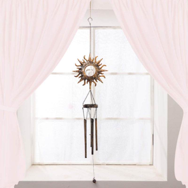 Solar Wind Chimes with Crackle Glass Ball – Warm LED Outdoor Hanging Light | Waterproof Garden Décor & Memorial Gift Wind Chime