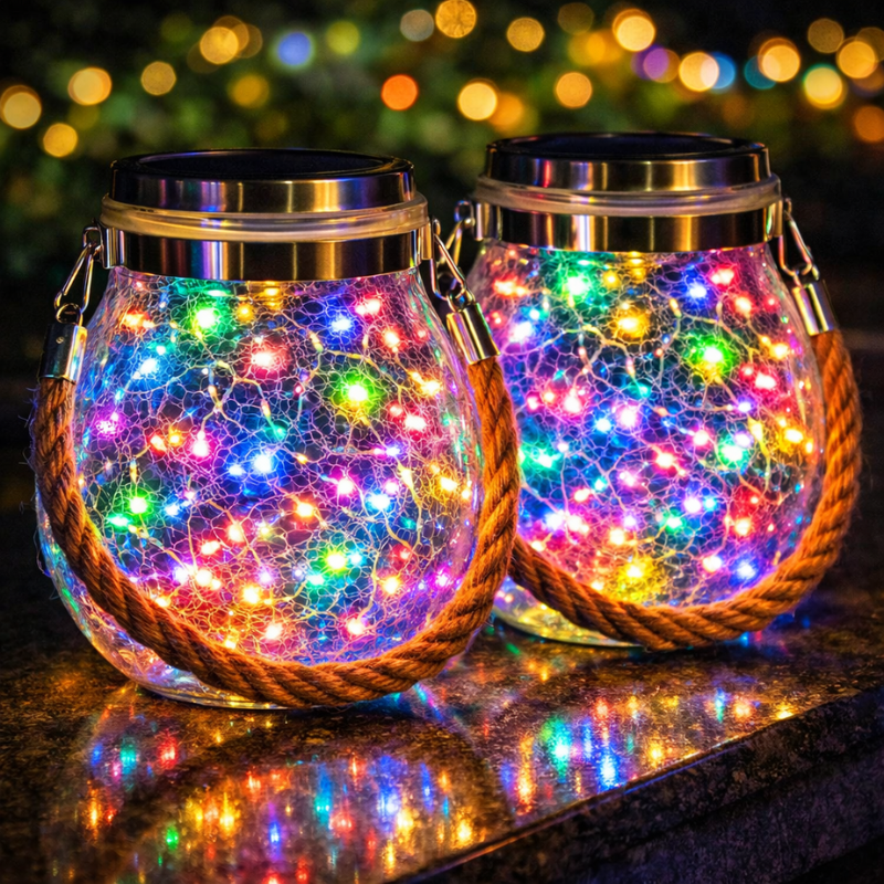 Solar Powered Jar LED String Lights (Pack of 2) – Decorative Fairy Lig ...