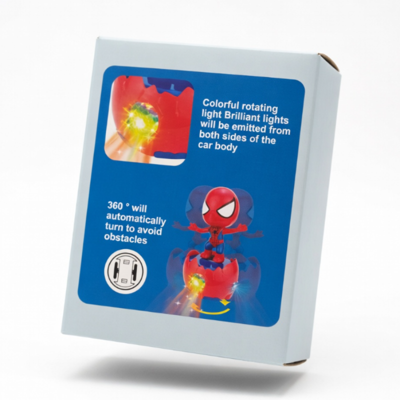 Spider-Man Rotating Toy with Light & Music | 360° Bump & Go Action Figure | 3D LED Flashing Lights Kids Toy