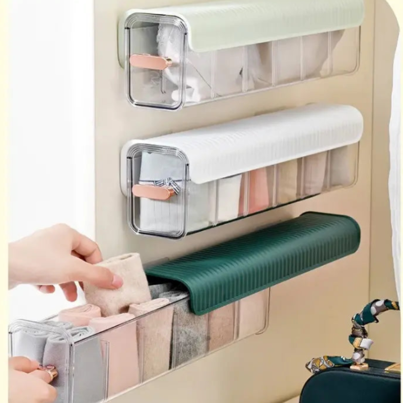 6 Slot Socks Organizer– Drawer Divider & Storage Box for Socks, Underwear & Accessories (Pack of 1)