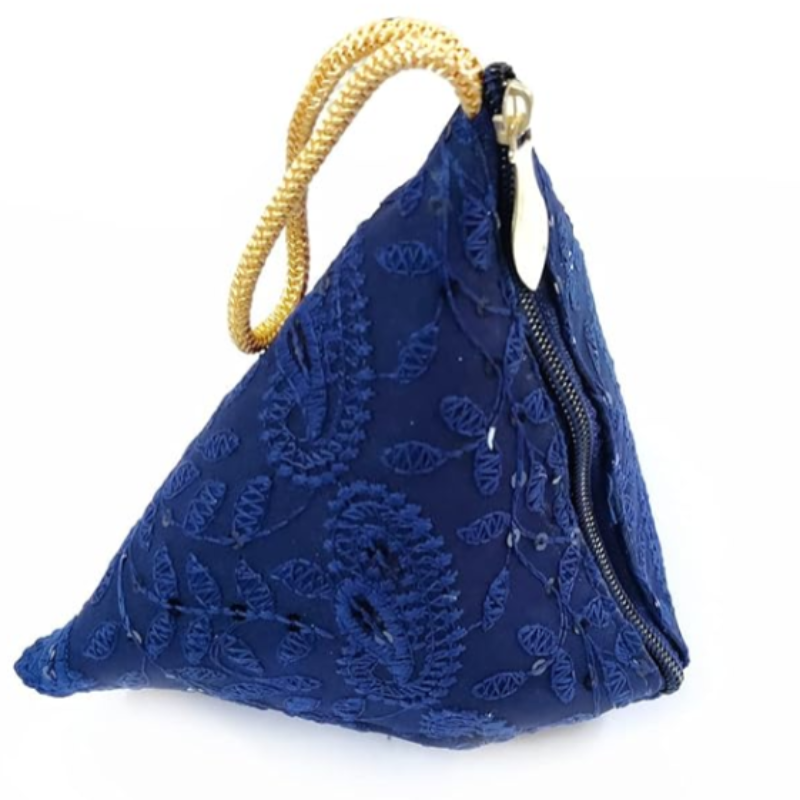 Stylish Samosa Shaped Potli Bags for Women – Silk Pull-On Potli Purse, Waterproof Ethnic Gift Pouch for Weddings & Parties(Random color-Pack of 1)