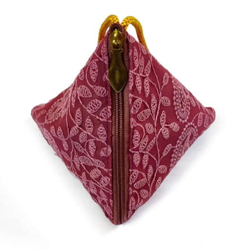 Stylish Samosa Shaped Potli Bags for Women – Silk Pull-On Potli Purse, Waterproof Ethnic Gift Pouch for Weddings & Parties(Random color-Pack of 1)