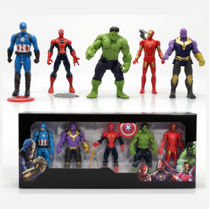 Superhero Action Figure Set (Pack of 5) – Kids Toy Figurines | Superhero Characters for Play & Collecting