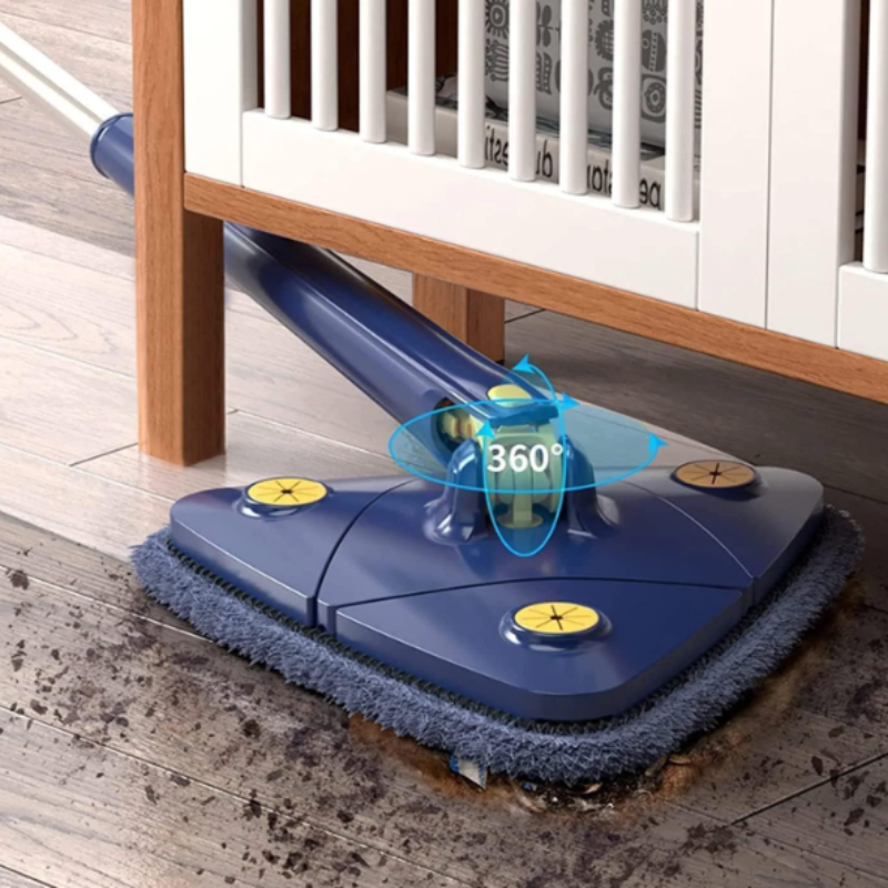 Triangle Flat Mop with 360° Rotating Head – Microfiber Floor Cleaner for Corners, Under Furniture & Walls | Wet & Dry Cleaning Mop